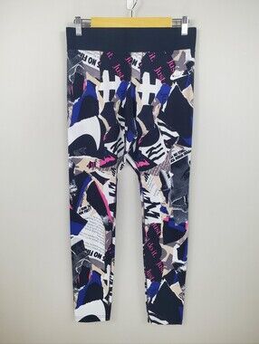 Nike NSW Size L High-Waisted Newspaper All Over Print Leggings